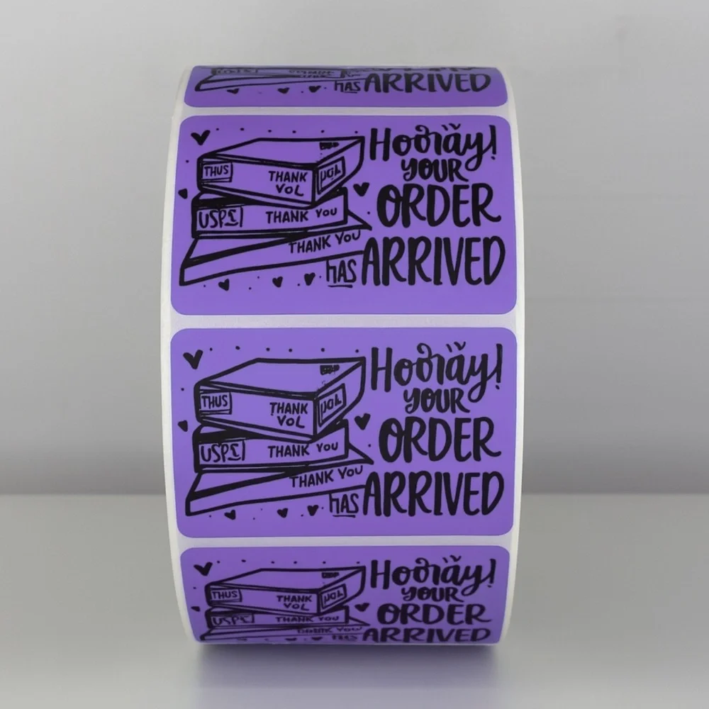 Hooray Your Order Has Arrived Stickers | Yellow Cute Packaging Labels